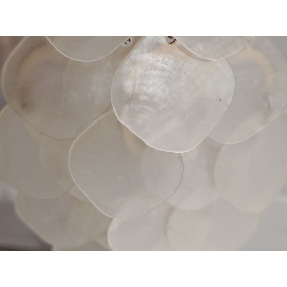 White Capiz Shell Dangle Earrings Iridescent Mother of Pearl Coastal Boho Drop - Picture 3 of 3